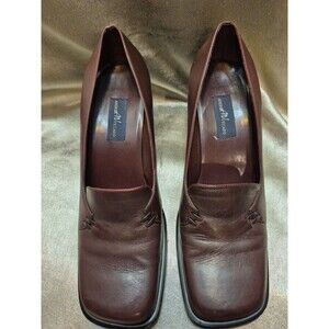 Andrea Vicarro Burgandy Leather Upper Heeled Shoe Size 9.5M